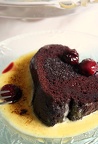 Chocolate Bundt Cake w/ Creme Brulée & Port and Balsamic Glazed Cherries
