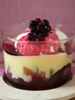 Poached plums trifle